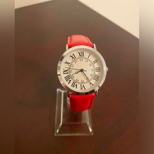 Red Leather Strap Women's Watch